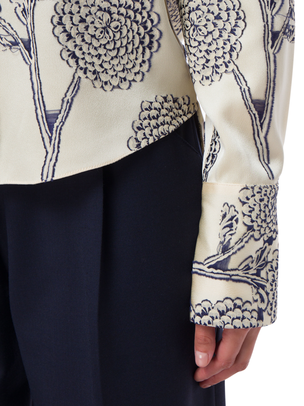 FLORAL EMBROIDERED SATIN HARDIN LONG SLEEVE SHIRT