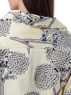 FLORAL EMBROIDERED SATIN HARDIN LONG SLEEVE SHIRT