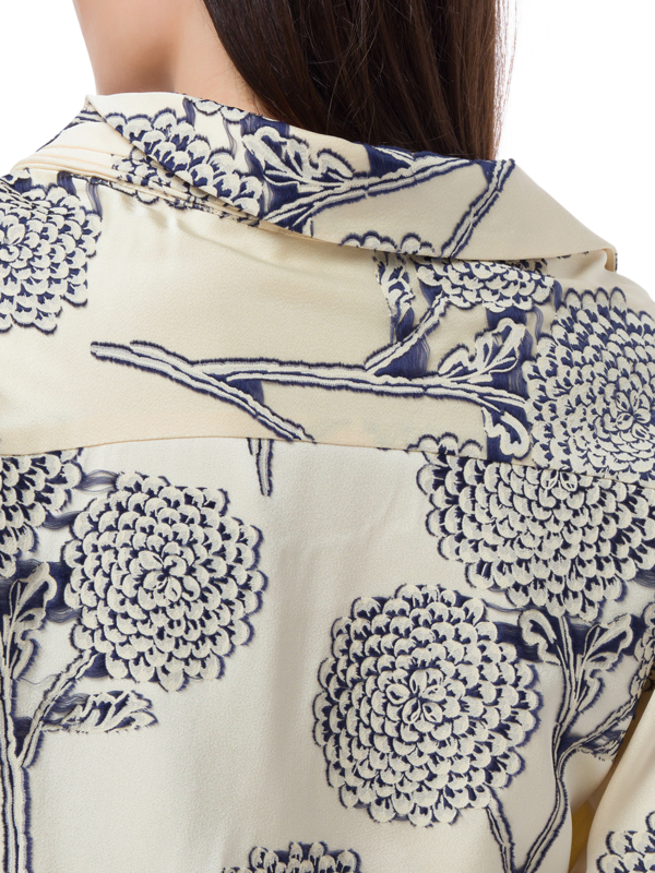 FLORAL EMBROIDERED SATIN HARDIN LONG SLEEVE SHIRT