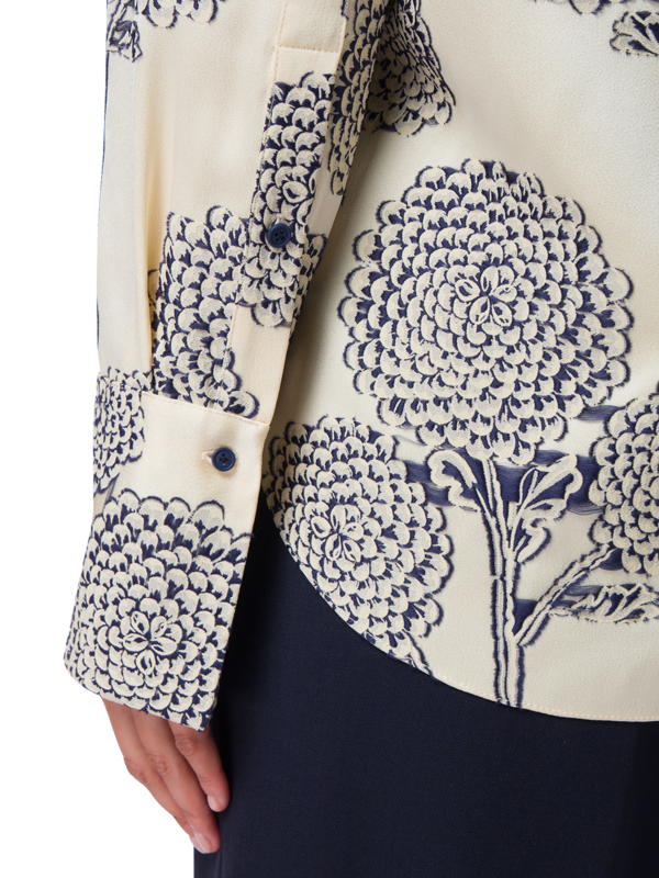 FLORAL EMBROIDERED SATIN HARDIN LONG SLEEVE SHIRT
