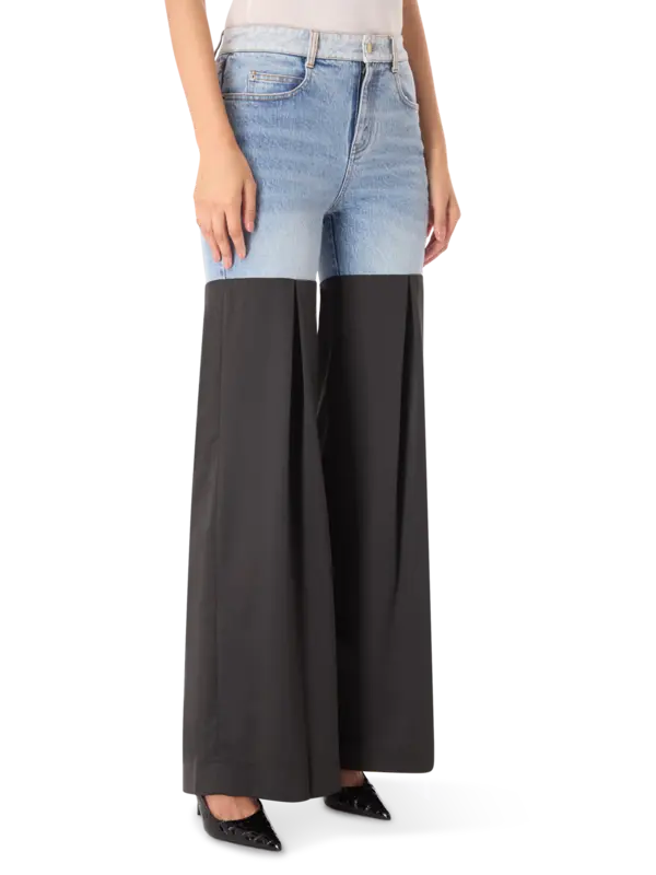 Neville Mixed-Media Wide-Leg Jeans