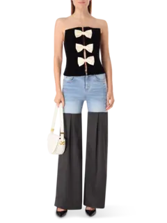 Neville Mixed-Media Wide-Leg Jeans