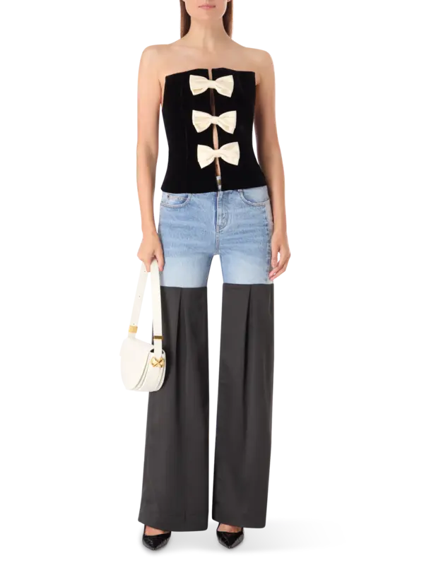 Neville Mixed-Media Wide-Leg Jeans