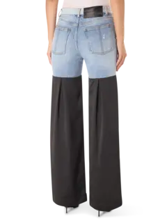 Neville Mixed-Media Wide-Leg Jeans