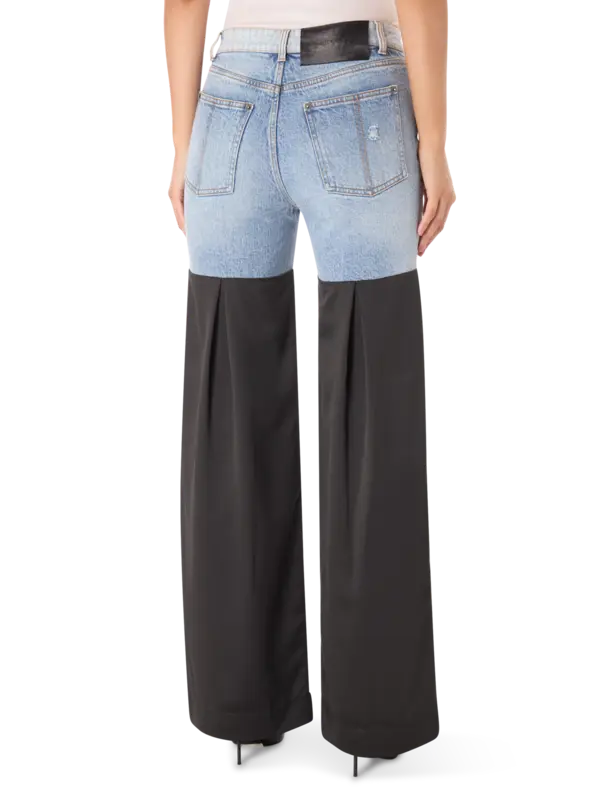 Neville Mixed-Media Wide-Leg Jeans