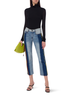 TOMO JEAN WITH CONTRAST PANELS AND RIBBON DETAIL