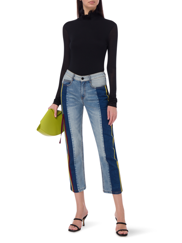TOMO JEAN WITH CONTRAST PANELS AND RIBBON DETAIL