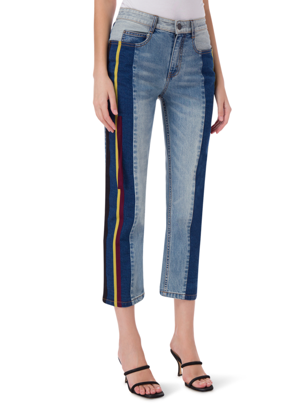 TOMO JEAN WITH CONTRAST PANELS AND RIBBON DETAIL