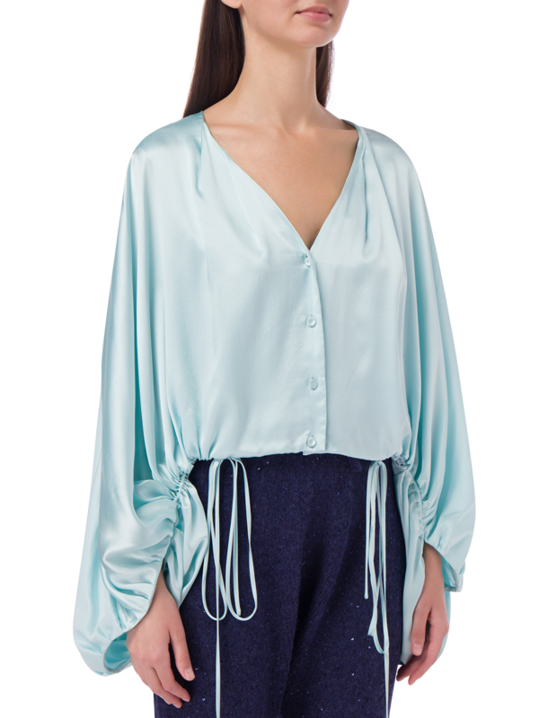 CLOUD PONCHO BLOUSE WITH DRAWSTRING SLEEVES