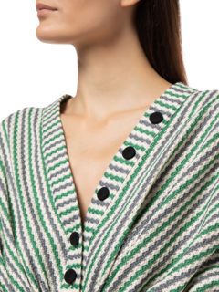 LOTUS STRIPE CROCHET JERSEY SHORT SLEEVE MINI DRESS