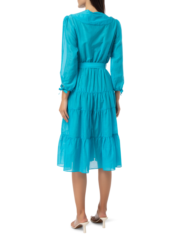 LONG SLEEVE TIERED MIDI WAVE DRESS