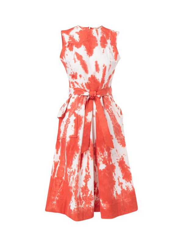 HAND DYED SLEEVELESS MIDI POCKETS DRESS
