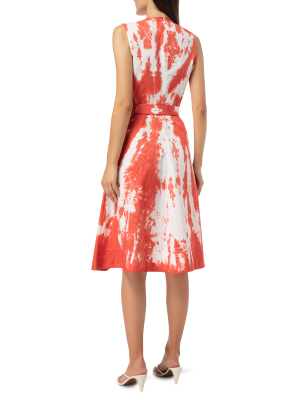 HAND DYED SLEEVELESS MIDI POCKETS DRESS