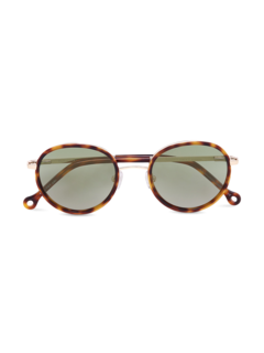 Brown and Metallic Frame Round Sunglasses