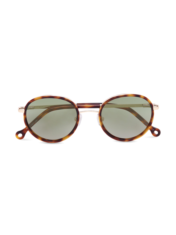 Brown and Metallic Frame Round Sunglasses