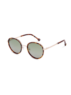 Brown and Metallic Frame Round Sunglasses