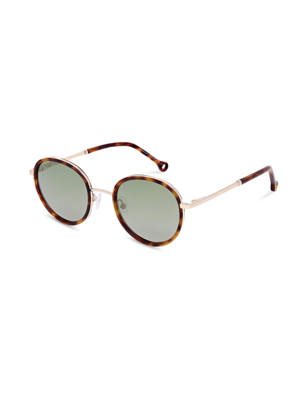 Brown and Metallic Frame Round Sunglasses