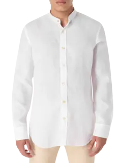 Korean Collar Linen Shirt