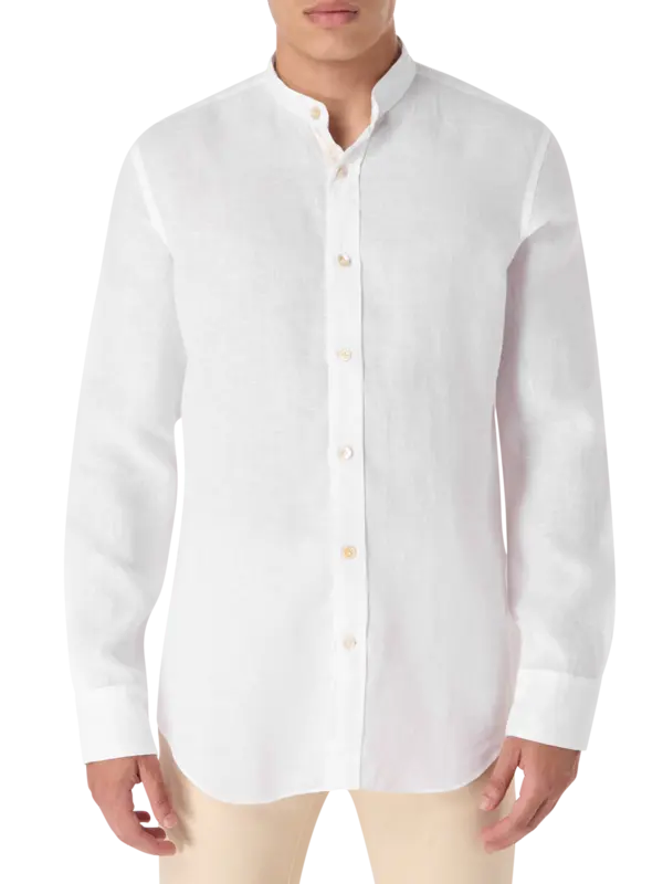 Korean Collar Linen Shirt