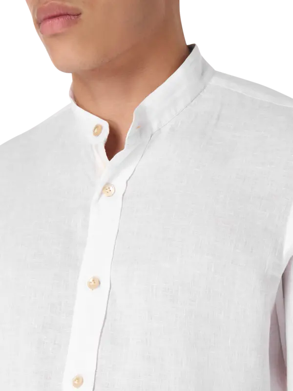 Korean Collar Linen Shirt