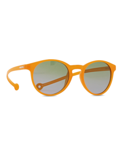 Thin-Rimmed Round Sunglasses with Blue Tinted Lenses