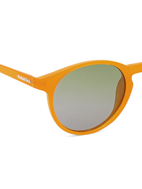 Thin-Rimmed Round Sunglasses with Blue Tinted Lenses
