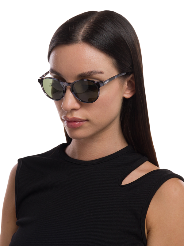 Black and White Print Round Sunglasses