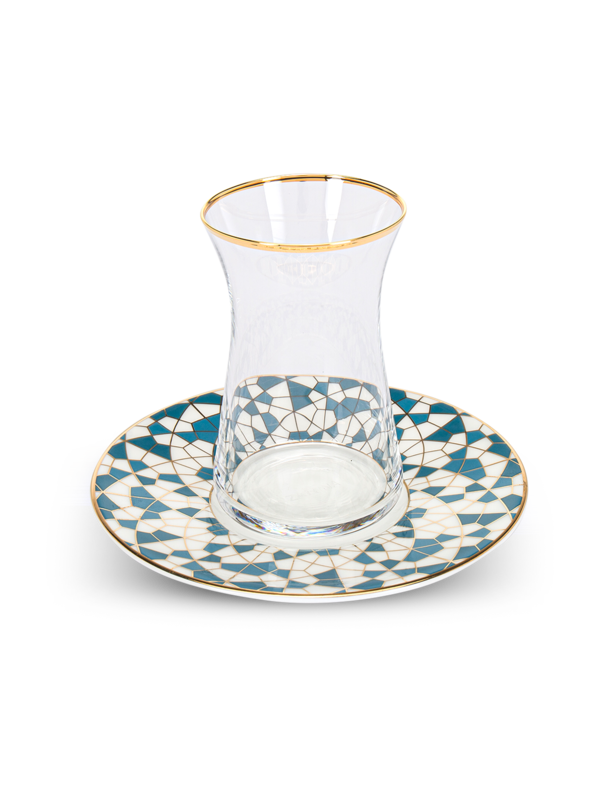 إستيكانة بلون أزرق جيو مجموعة من 6 قطع