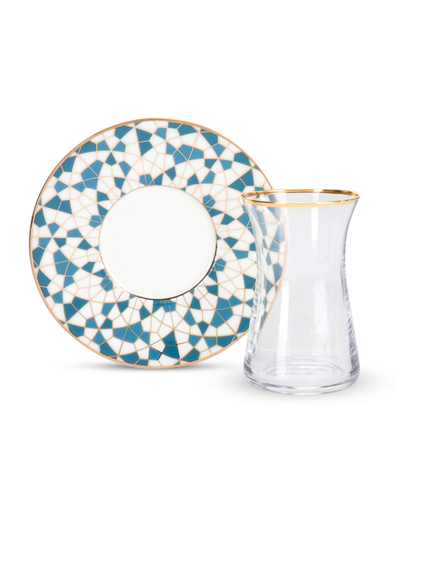 إستيكانة بلون أزرق جيو مجموعة من 6 قطع