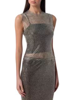 بلوزة بدون أكمام مزينة بحجر الراين