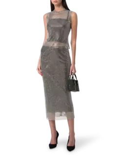 بلوزة بدون أكمام مزينة بحجر الراين