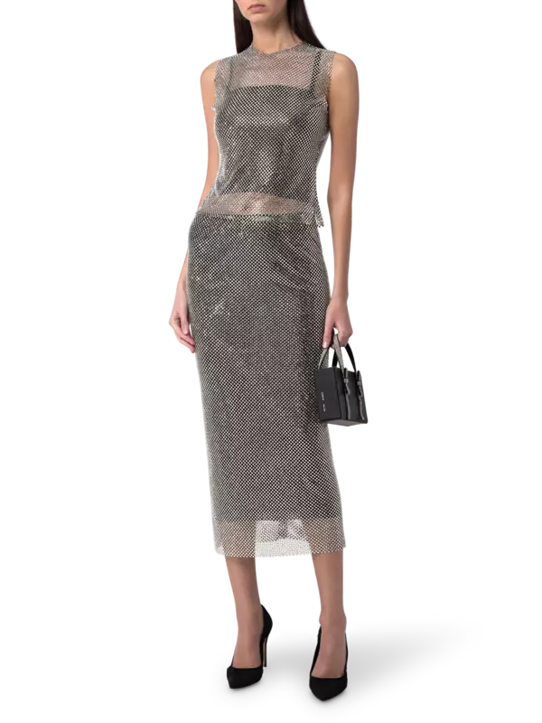 بلوزة بدون أكمام مزينة بحجر الراين