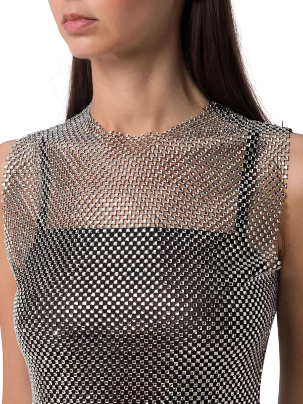 بلوزة بدون أكمام مزينة بحجر الراين