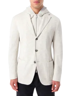 جاكيت بغطاء للرأس بصف واحد من الأزرار