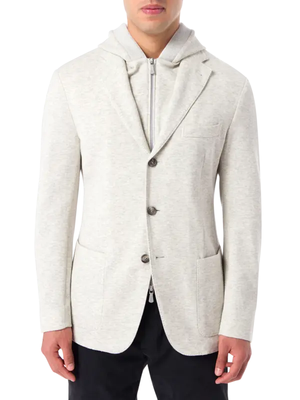 جاكيت بغطاء للرأس بصف واحد من الأزرار