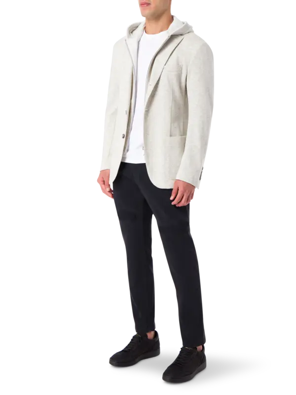 جاكيت بغطاء للرأس بصف واحد من الأزرار