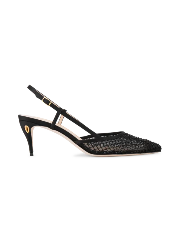 Jennifer Chamandi Mario 65 Crystal Mesh Sling Back Sandals THAT