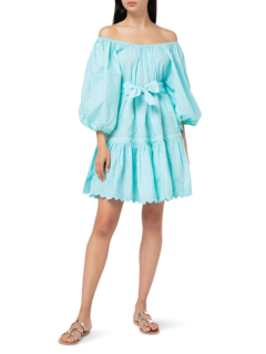 Neon Poplin Boho Dress\nwith Ric Rac Embroidery