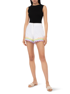 Linen Blend High Waisted\nShorts with Rainbow Ric Rac