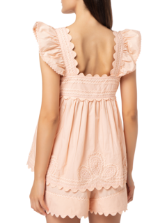 Poplin Baby Doll Top with\nRic Rac Embroidery