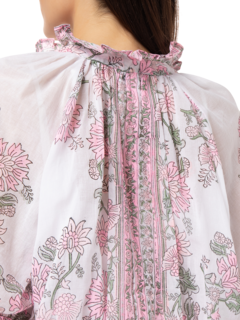 Blouson Dress in Rose\nBorder Block Print
