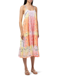 Long Dress in Tie Dye Nomad\nPrint with Mirror Embroidery