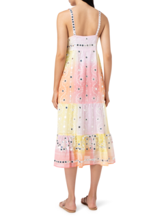Long Dress in Tie Dye Nomad\nPrint with Mirror Embroidery