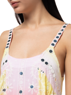 Long Dress in Tie Dye Nomad\nPrint with Mirror Embroidery