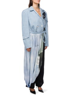 Asymmetric Jacket with Flower Embellishment and Button Detailing