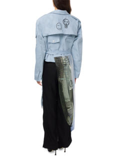 Asymmetric Jacket with Flower Embellishment and Button Detailing