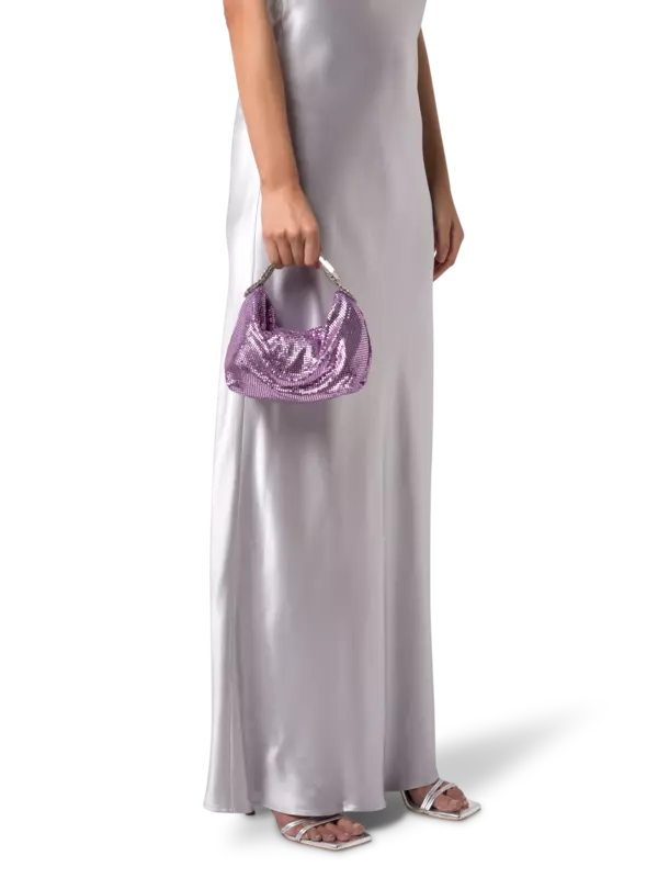 حقيبة جيل من القماش الشبكي بلون معدني