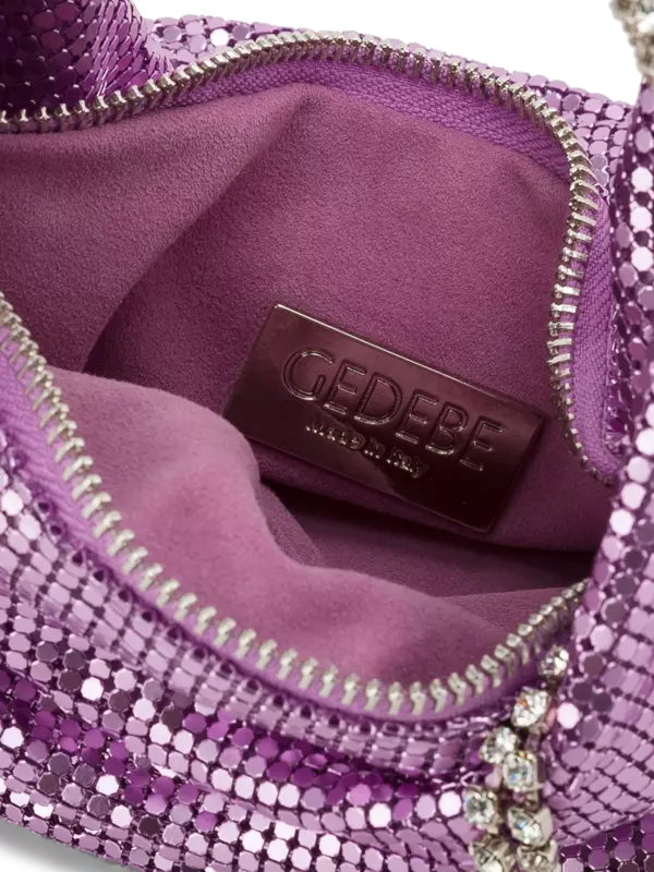 حقيبة جيل من القماش الشبكي بلون معدني