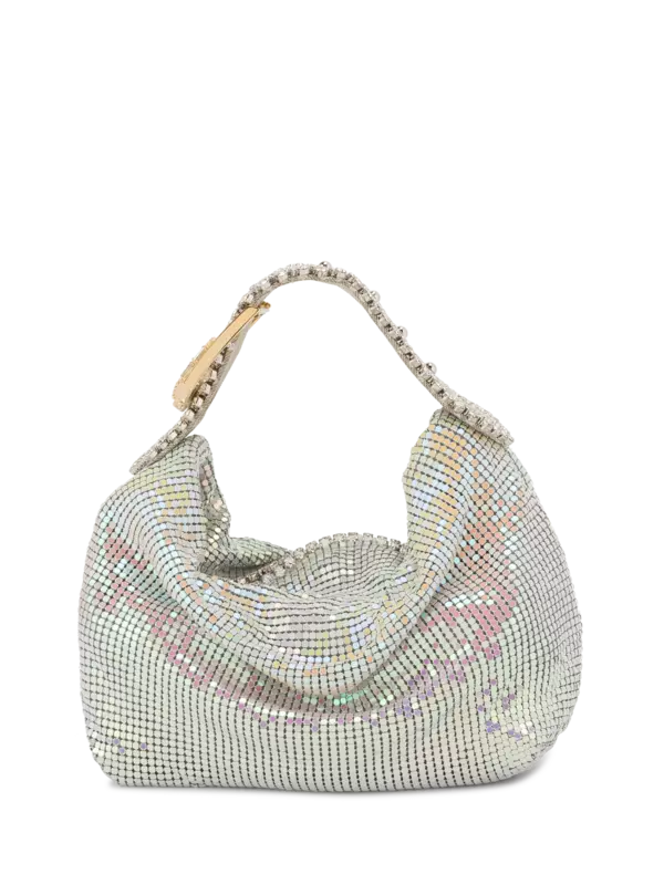 حقيبة جيل من القماش الشبكي بلون معدني