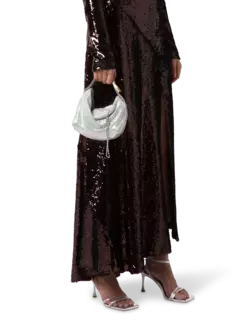 حقيبة جيل من القماش الشبكي بلون معدني